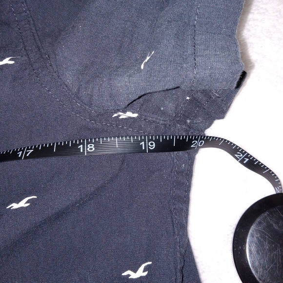 Hollister Shirt Mens M Navy Blue Epic Flex Stretch Button Down Preppy Y2K Cotton - Picture 5 of 10